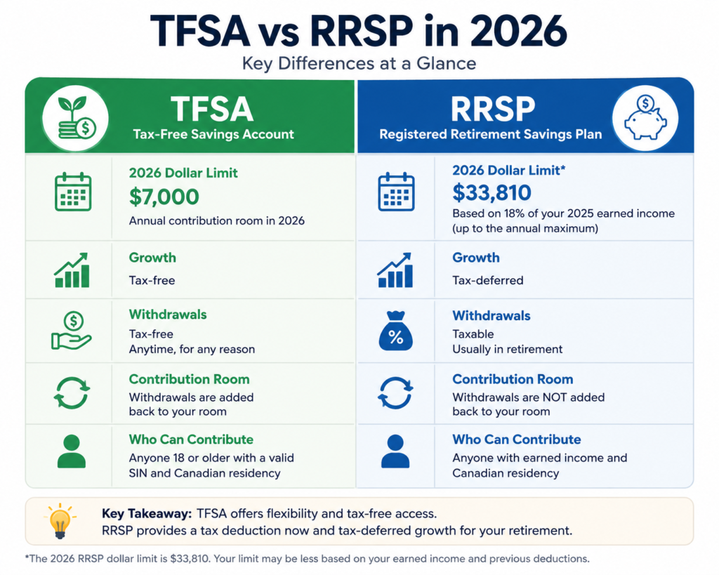 TFSA vs RRSP 2026 comparison