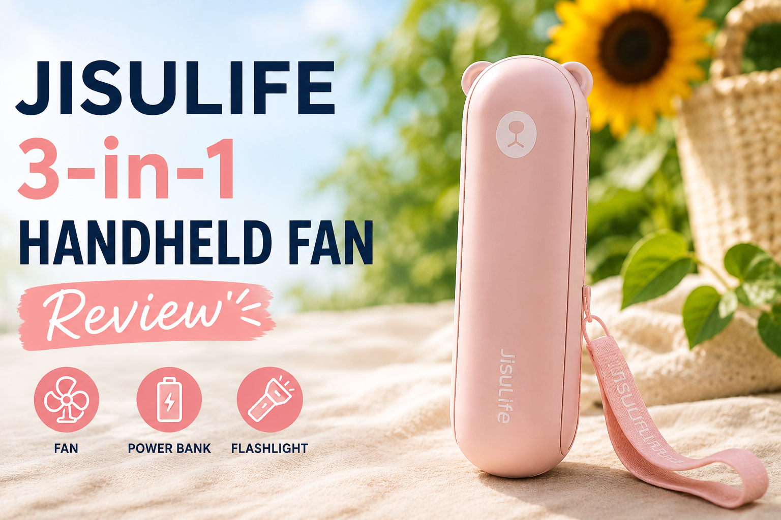 JISULIFE 3-in-1 handheld fan review with power bank and flashlight
