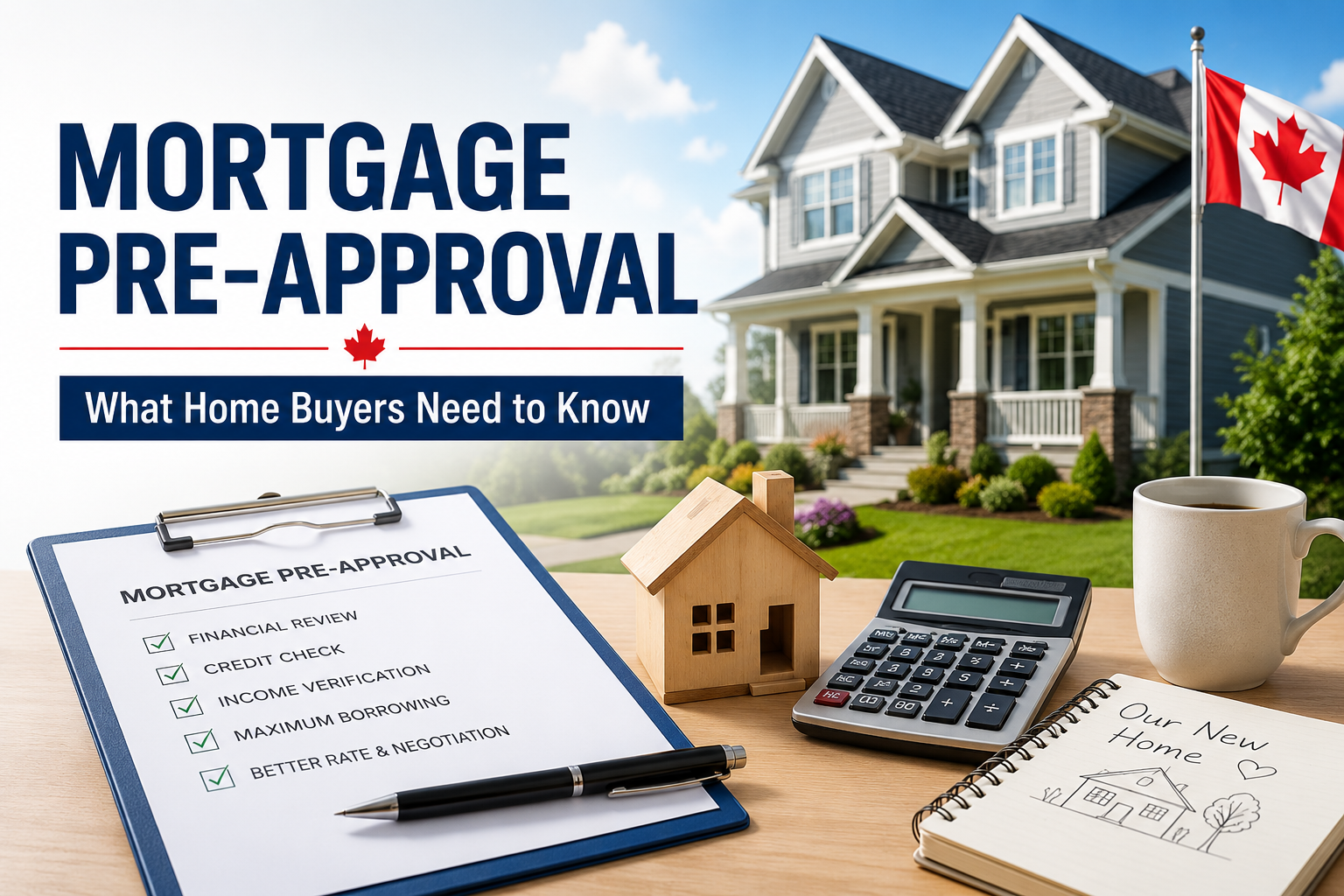 Mortgage pre-approval in Canada with home, checklist and calculator