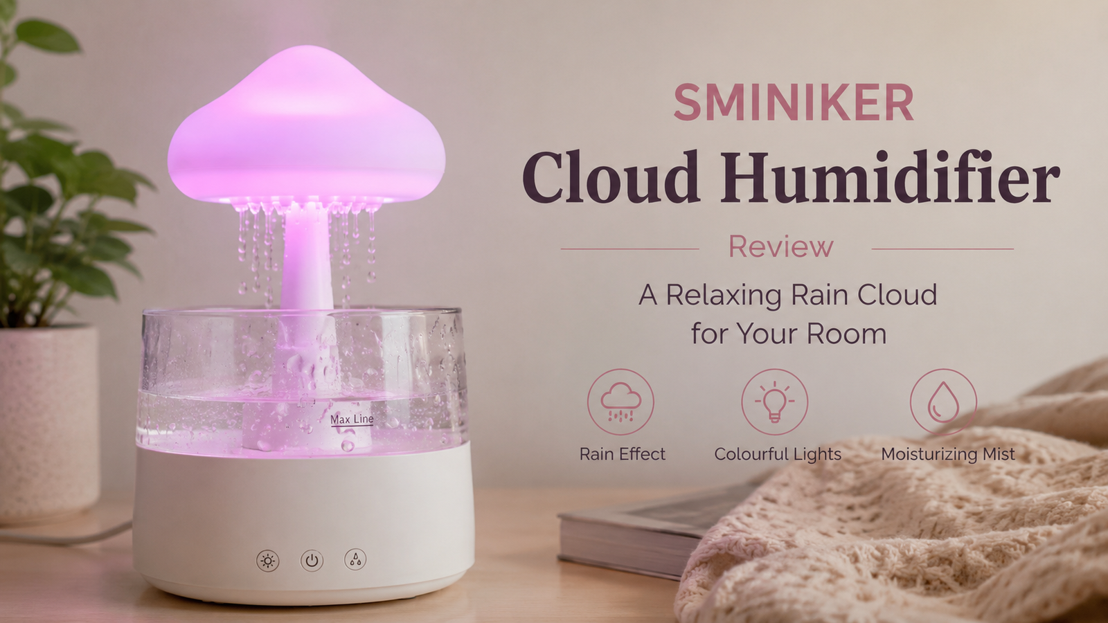 SMINIKER Cloud Humidifier review with relaxing rain effect and mood light