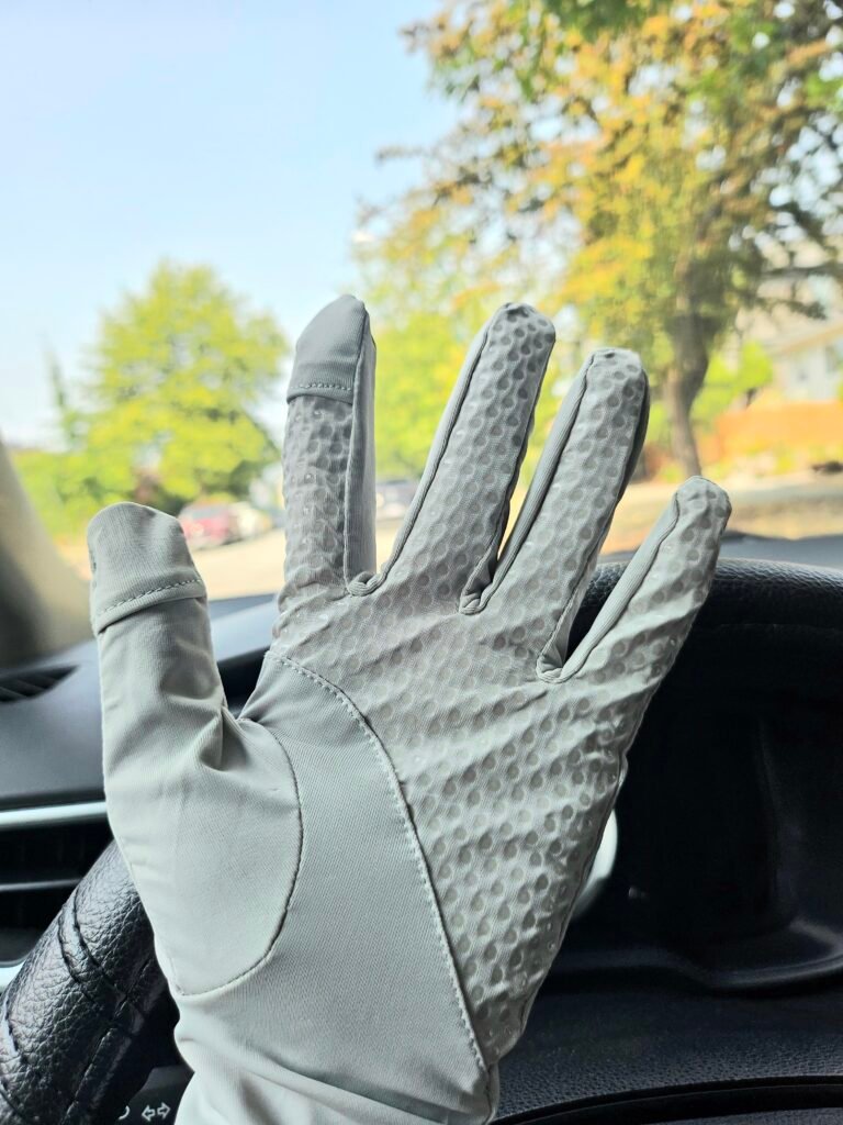 UV protection gloves for driving with grip dots on the palm