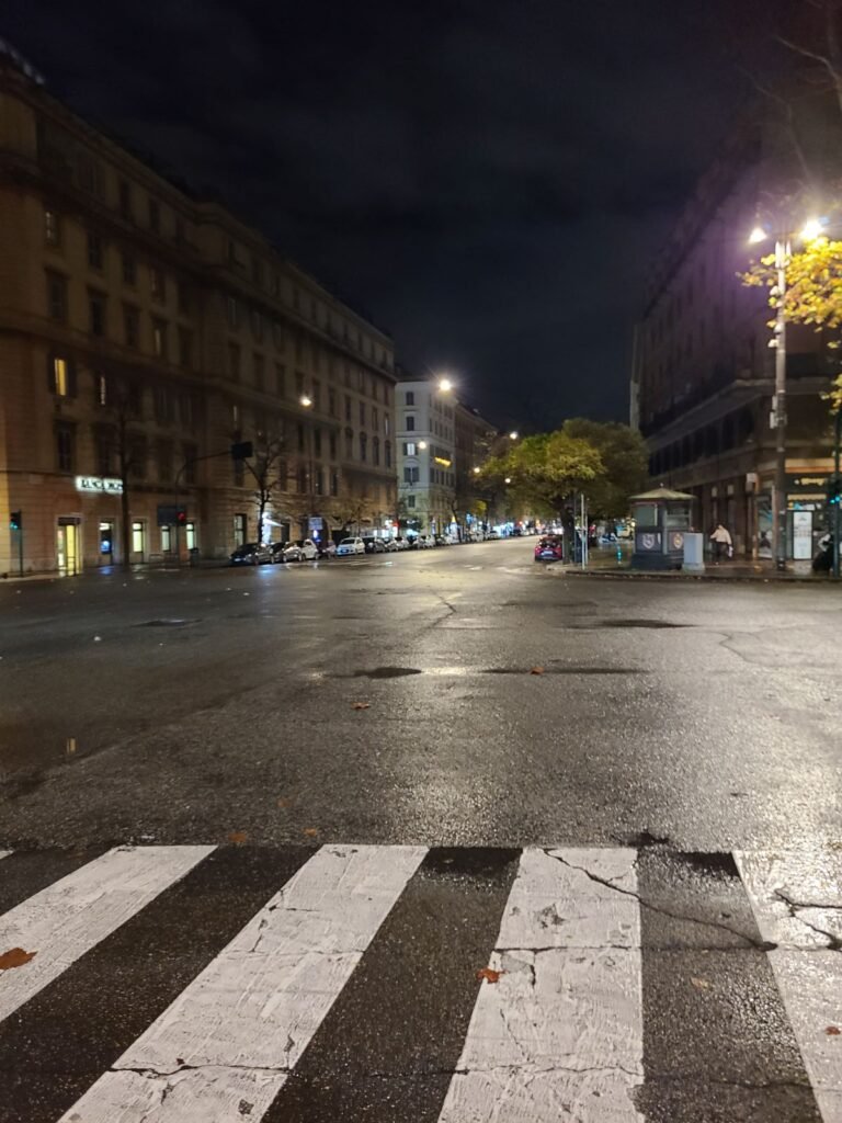 Dark street in Rome at night on the way to the Vatican