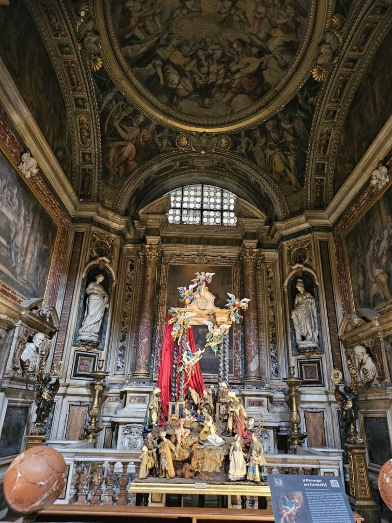 Christmas nativity scene inside the Church of the Gesù