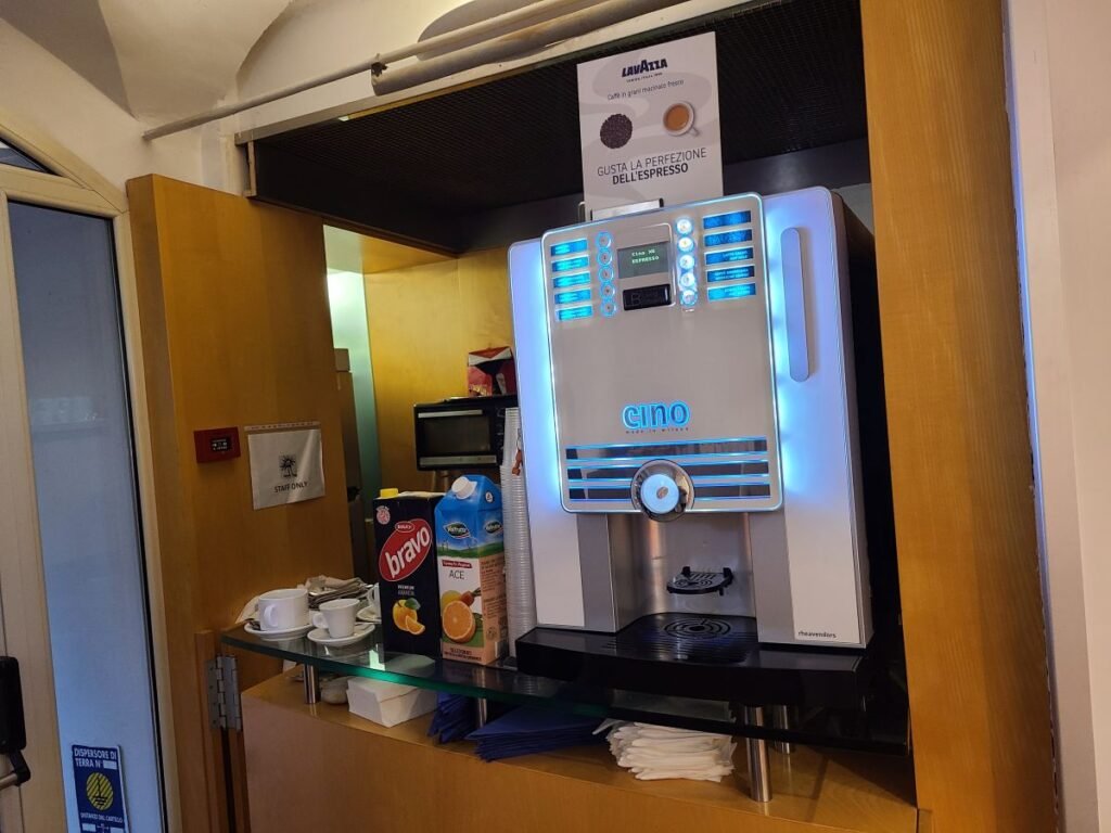 Coffee machine in the hotel breakfast area