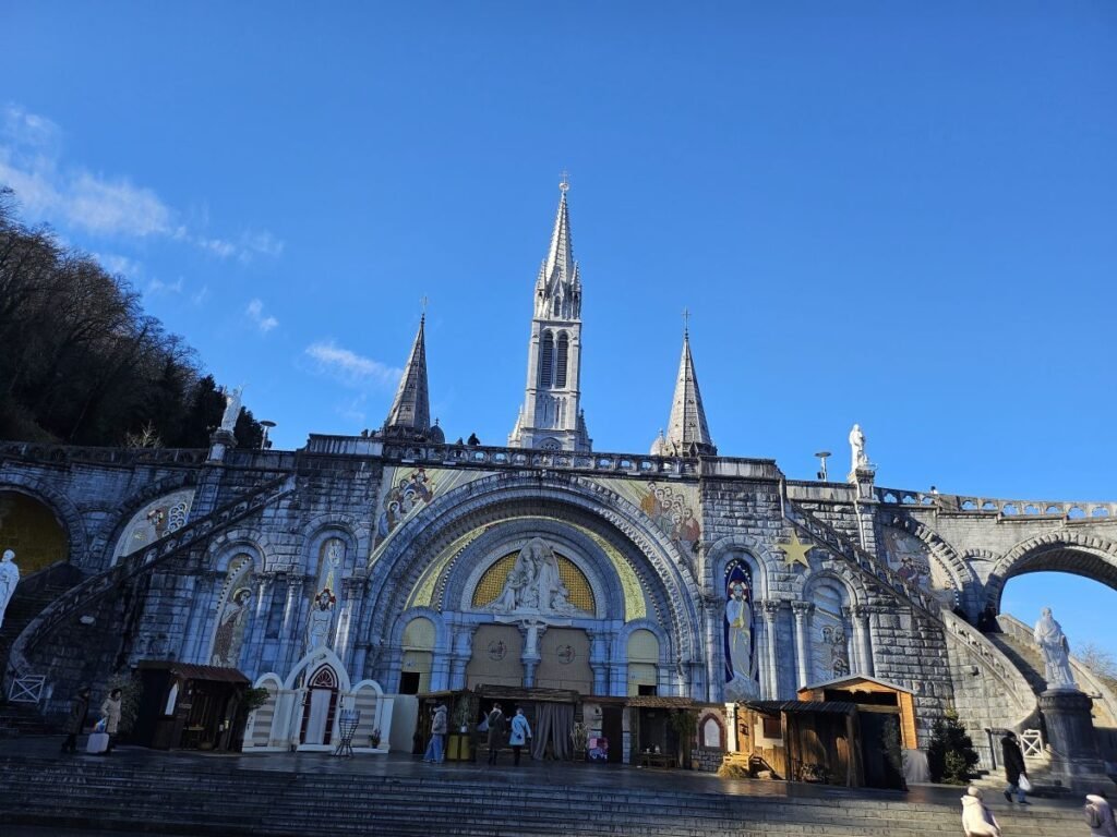 Lourdes Sanctuary under a clear blue sky