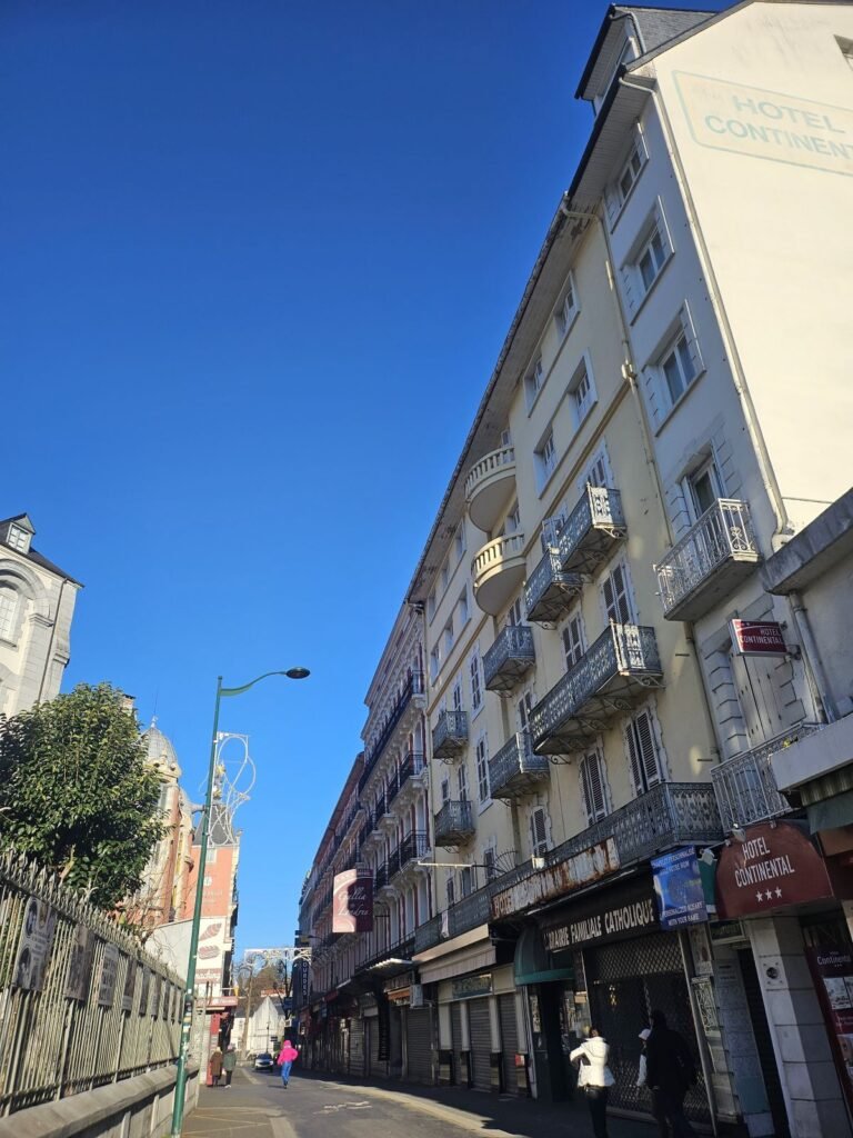 Quiet street in Lourdes just after Christmas
