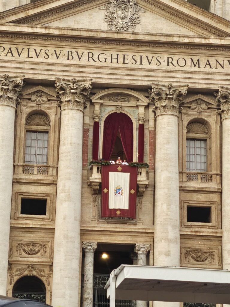 Pope giving the Christmas Day blessing at the Vatican