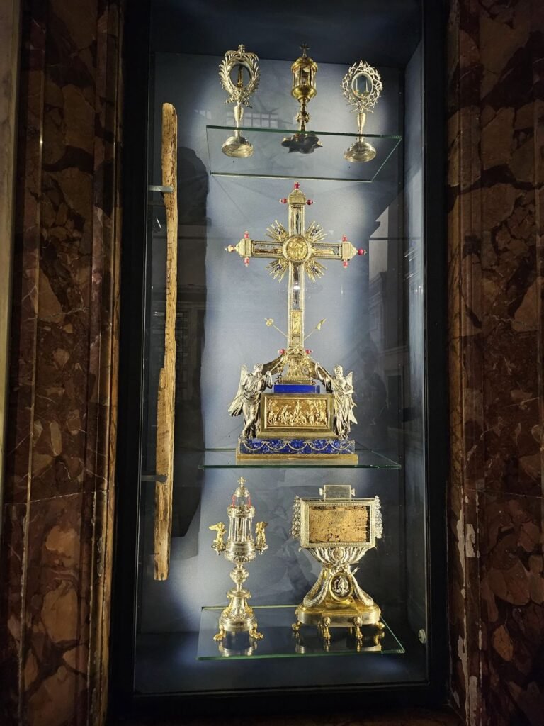 Relics displayed inside Santa Croce in Gerusalemme in Rome