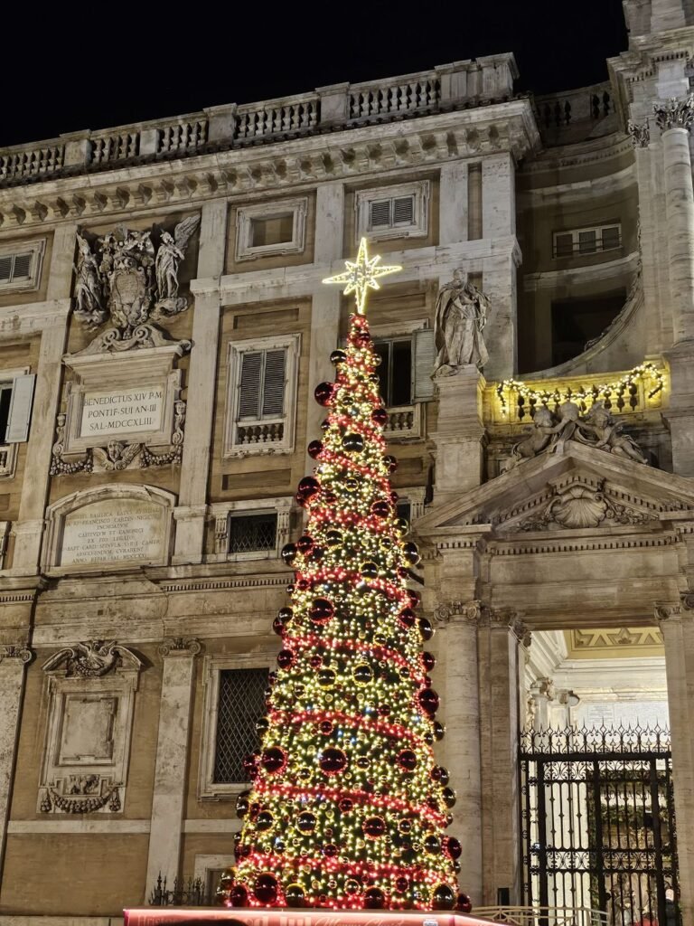Christmas tree outside Santa Maria Maggiore in Rome