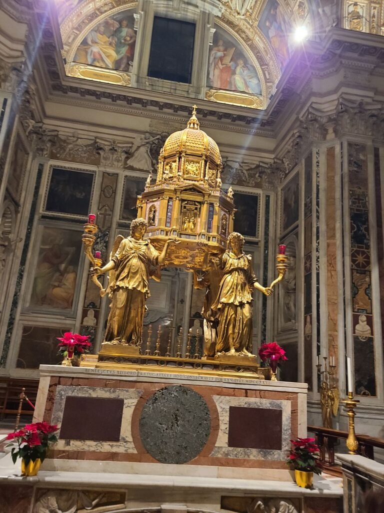 Golden shrine inside Santa Maria Maggiore in Rome