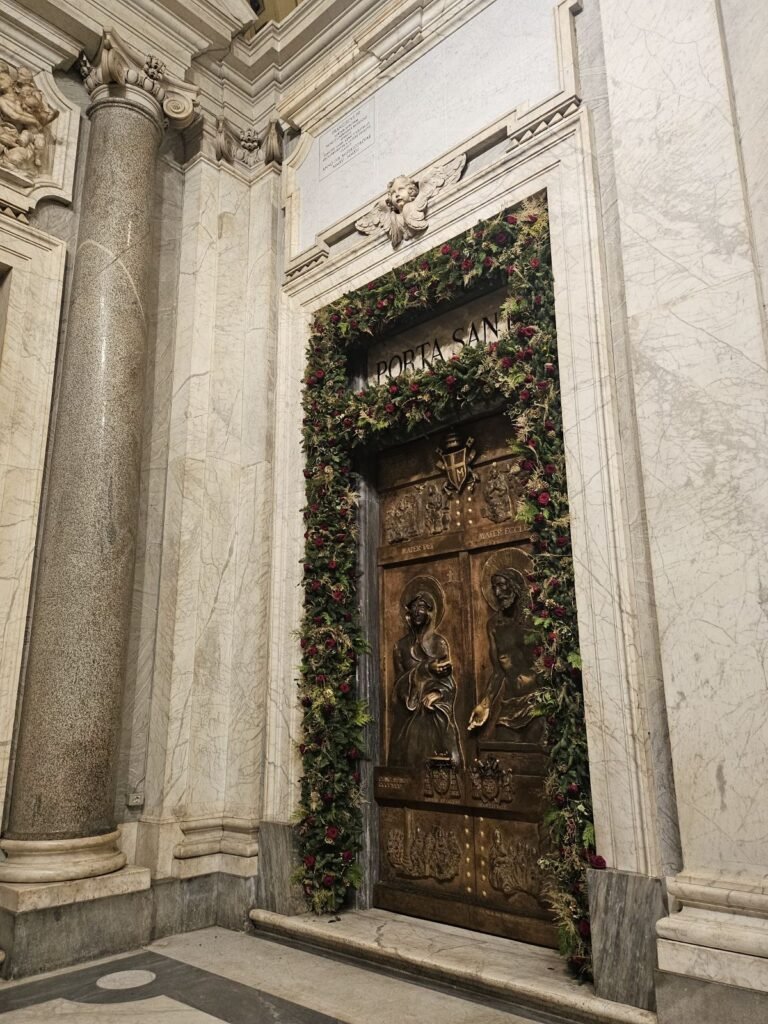 Close-up of the closed Holy Door at Santa Maria Maggiore