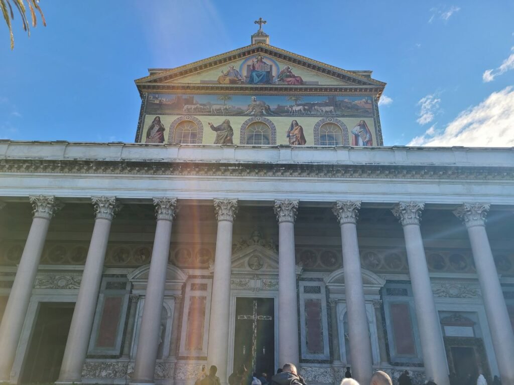 Portico and columns of St. Paul Outside the Walls in Rome