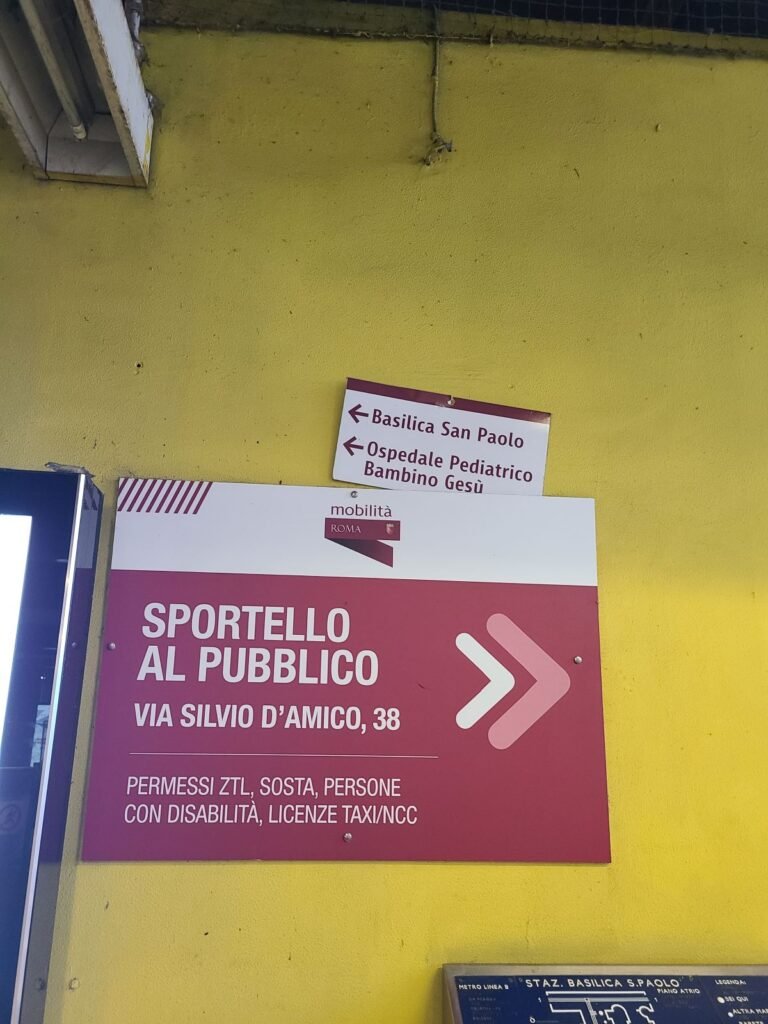 Sign pointing toward St. Paul Outside the Walls in Rome