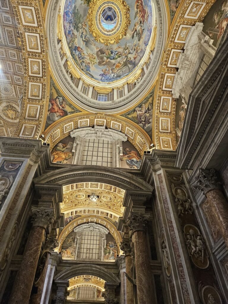 Ornate ceiling inside St. Peter's Basilica